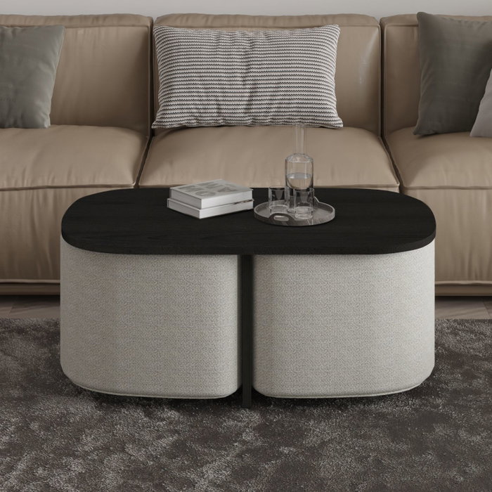 Hanah Home Juego de mesas de café Twin - Negro